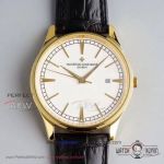 Perfect Replica Vacheron Constantin Traditionnelle All Gold Smooth Bezel White Face 42mm Watch